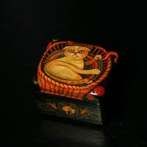 Scottish fold lacquer box hand-painted cat decorative