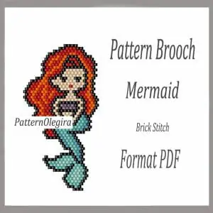 MERMAID Bead brooch pattern PDF file Mermaid brick stitch bead pattern