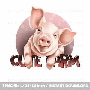 Cute Farm Pig Sublimation Design PNG file