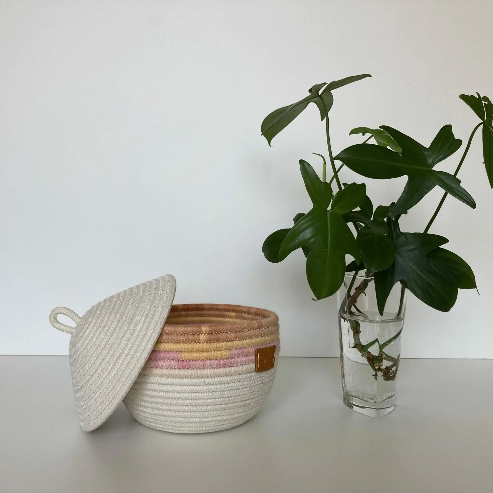 Cotton rope basket with lid Nursery basket 16 cm x 16 cm