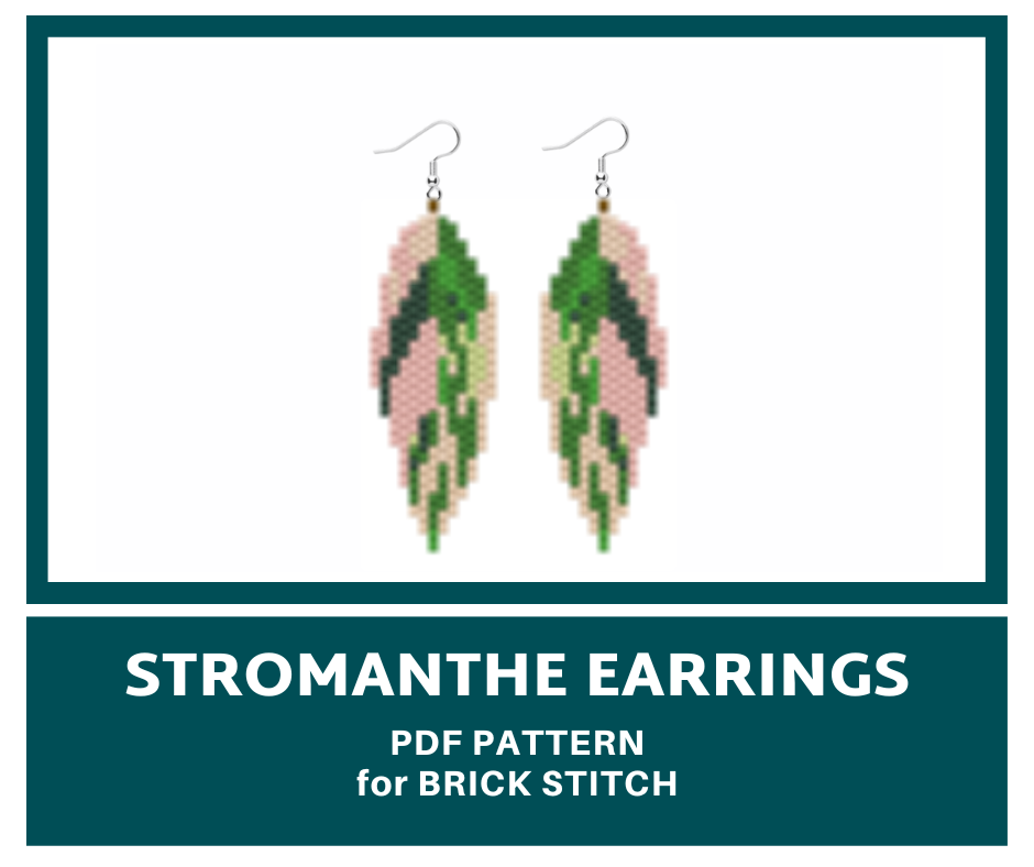 Stromanthe earrings bead pattern 1 leaf earrings bead pattern