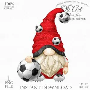Soccer player Gnome Clip Art, Soccer Ball, Sport Png.