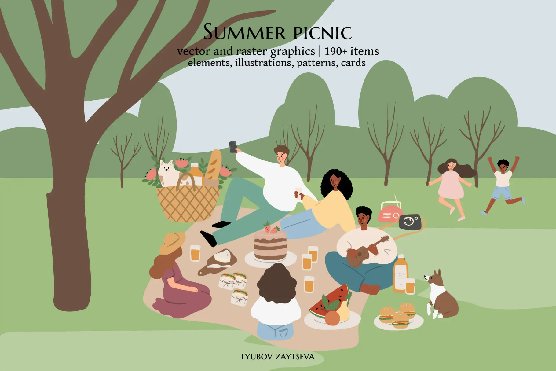 Summer Picnic Clipart, Svg Png vector illustration