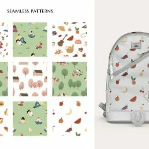 Summer picnic seamless pattern, digital paper