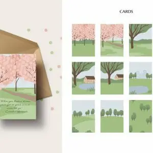 Summer park landscape clipart, vector nature background