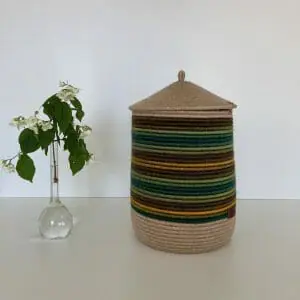 Handmade Marketplace 540 Green basket with lid 21 cm x 33 cm High storage basket
