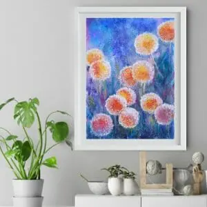 Dandelion Painting 16*23″ Abstract Floral Art Yalozik