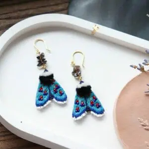 Turquoise moth earrings, butterfly earrings with quartz