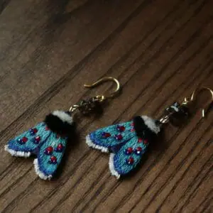 Turquoise moth earrings, butterfly earrings with quartz