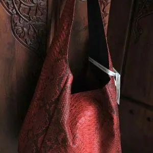 Big Soft Hobo Classy Sport Woman Bag | Purse Genuine Python Skin | Red Riva Elegant Leather Designer Soft Bag Snake | exotic leather purse (Copy)