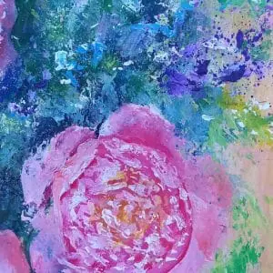 Handmade Marketplace 508 Peonies painting 17*23″ pink flowers art by Yalozik