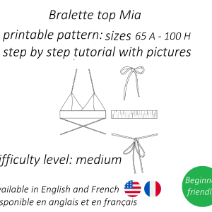 Crop top sewing pattern PDF Mia + detailed tutorial