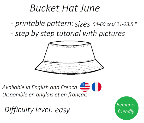 Bucket hat sewing pattern PDF June + detailed tutorial - Crealandia
