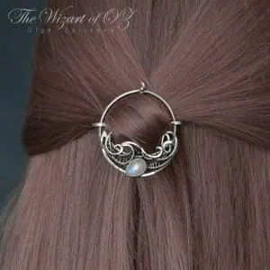 Moonstone Hair clip with stick Fine gift for thin hair