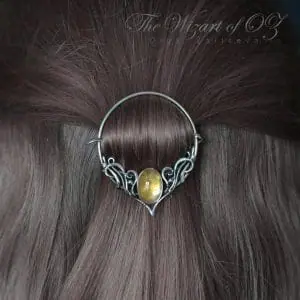 Metal hair stick barrette with citrine Fine gift for thin hair