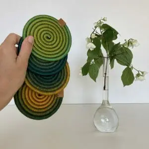 Rope coasters set of 4 Wool coasters Green coasters