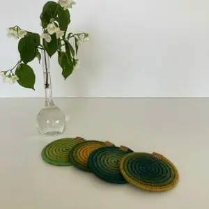 Rope coasters set of 4 Wool coasters Green coasters