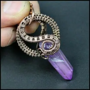 Handmade wire wrapping crystal pendant Valeriy Vorobev