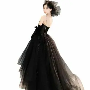 New black sequined suspenders Bridesmaid dress prom dresses