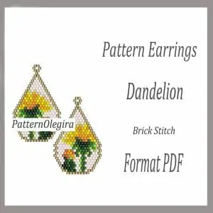 Dandelion Earrings bead patterns PDF file Beading patterns Beading earrings Beading Dandelion Flower bead patterns Olegirabeadpatterns