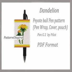 Dandelion Bead pattern PDF file Dandelion flower Bead pen wraps Bead cover pen Olegirabeadpatterns