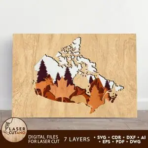 Map CANADA Multilayer Cut Template Wall Art Panel