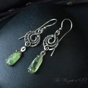 Mint green kyanite earrings Dangle silver Fantasy accessory