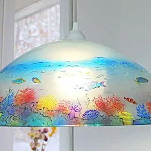 Handmade Marketplace 661 Pendant Lamp Light Home Living Room Glass Lampshade Sea Painted Glass Lamp