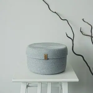gray rope basket with classic lid