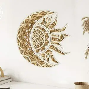 Solar Eclipse Laser Cut Bundle Wall Art Sun and Moon
