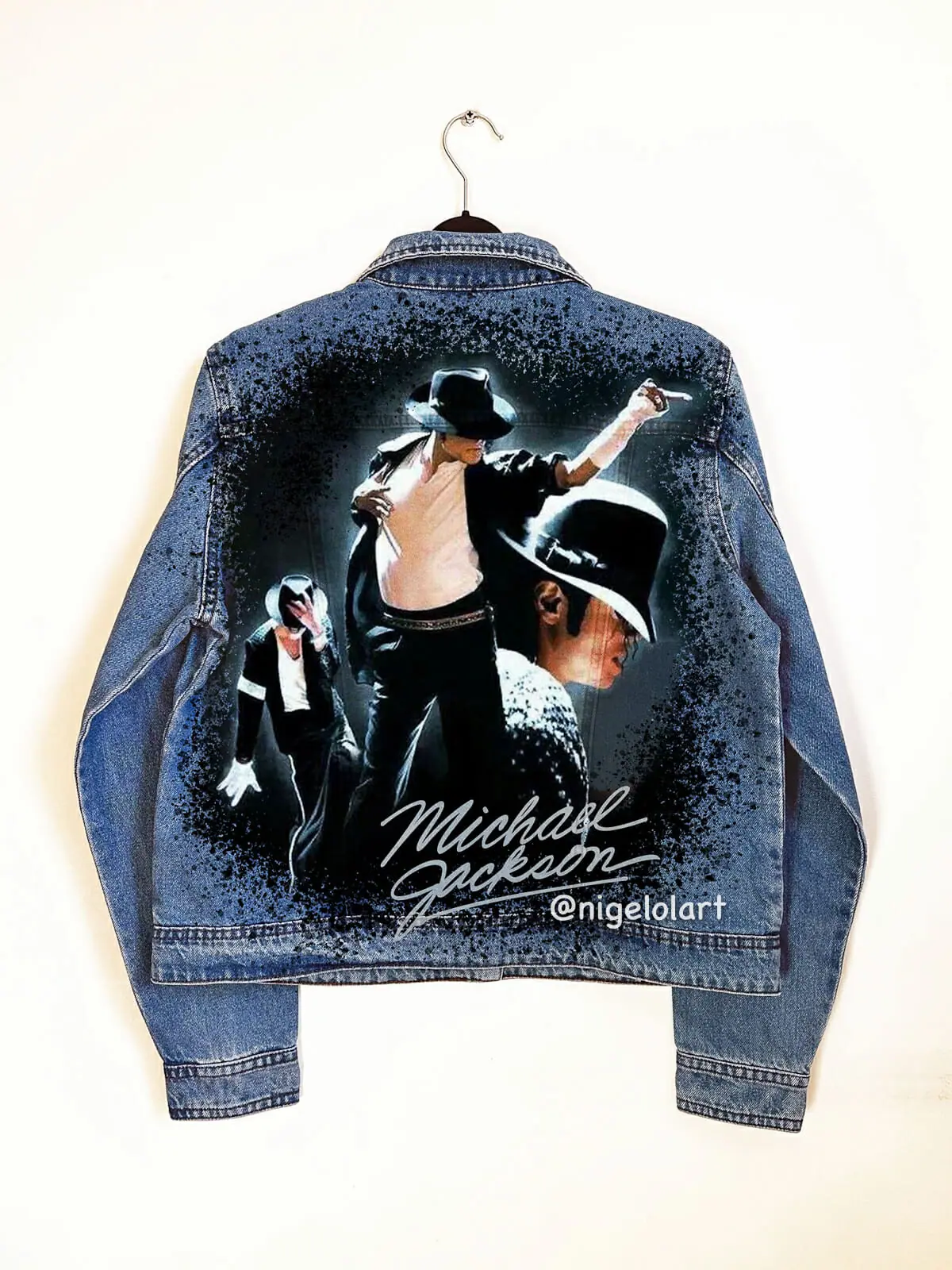 Michael Jackson jacket New Painted denim jacket michael jackson thriller jacket