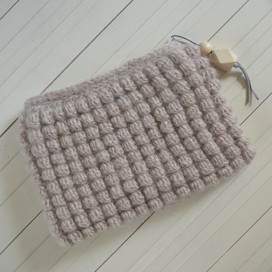 Knitted cosmetic bag Handmade Beige color