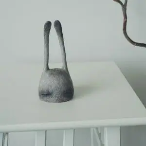 interior clay figurine stone head rabbit