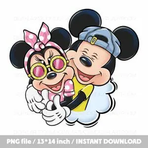 Mickey and Minnie Clipart Sublimation design Png