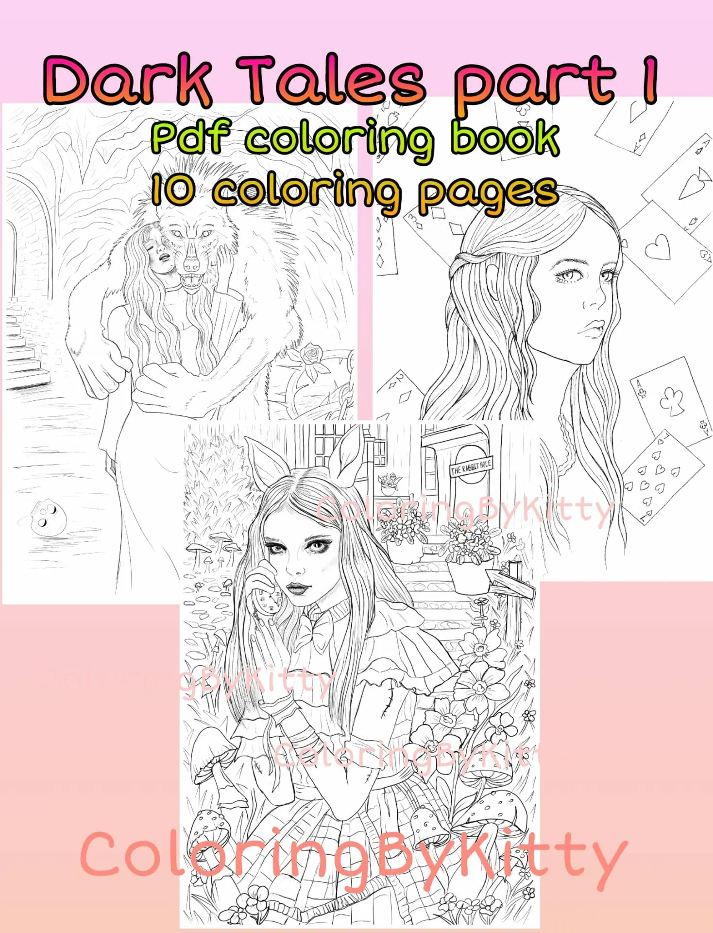 “Dark tales part 1” Pdf coloring book 10 coloring pages coloring book