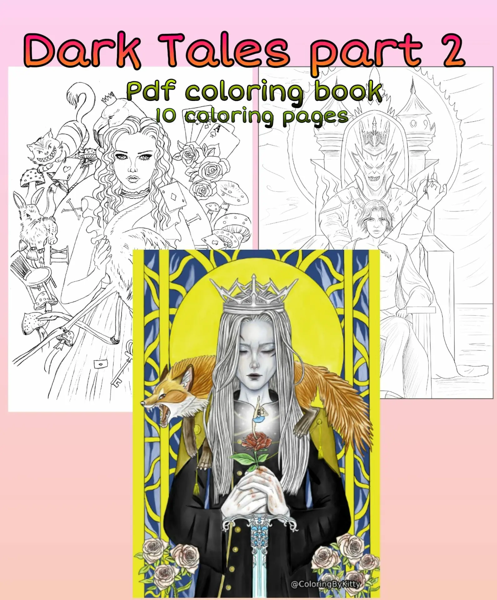Coloring book spiral bound Alice in Wonderland 20 coloring pages A4 -  Crealandia