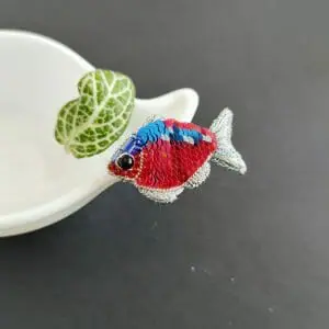 Small fish brooch, embroidered fish pin