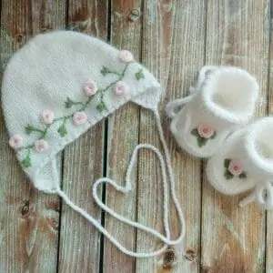 A set of delicate fluffy angora, with delicate embroide