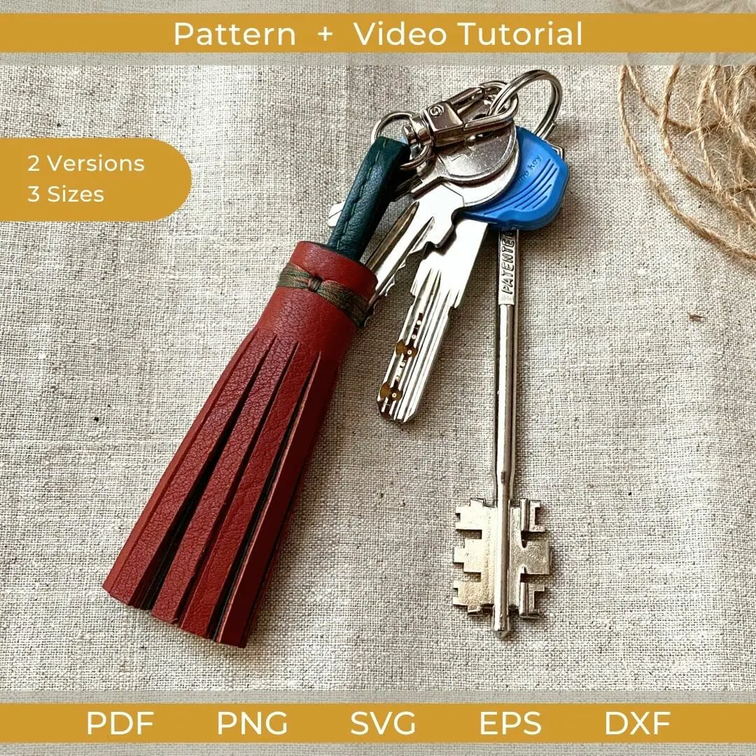Tassel Keychain SVG, Tassel Template, Faux Leather Key Fob
