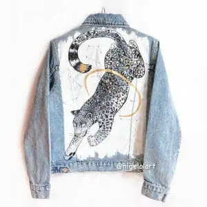 Leopard Painted denim jacket personalized Gift