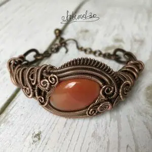 Cornelian stone copper bracelet