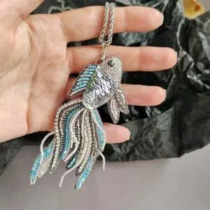 Pendant fish, fish beaded necklace, zodiac sign Pisces