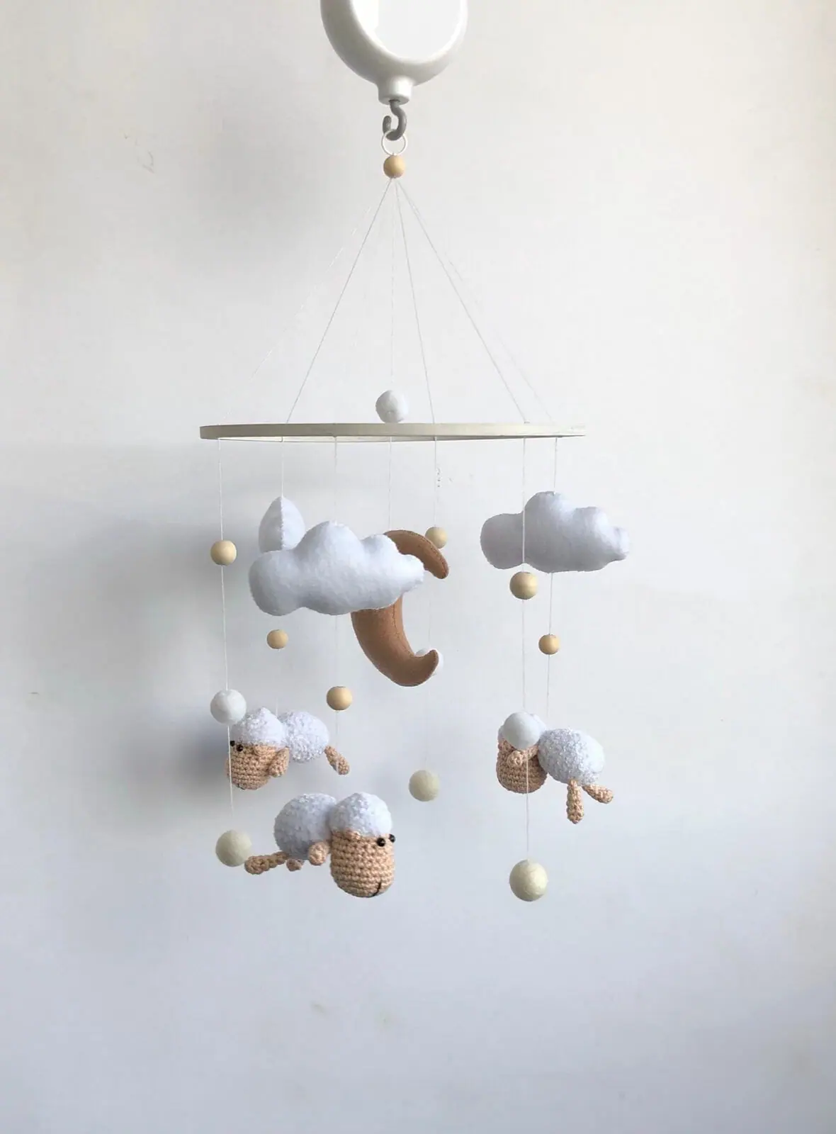 baby mobile neutral sheep. Crib mobile moon and clouds