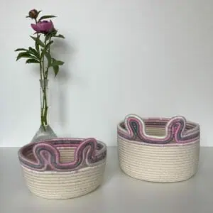Set of 2 Animal basket for nursery Rabbit basket Small rope basket