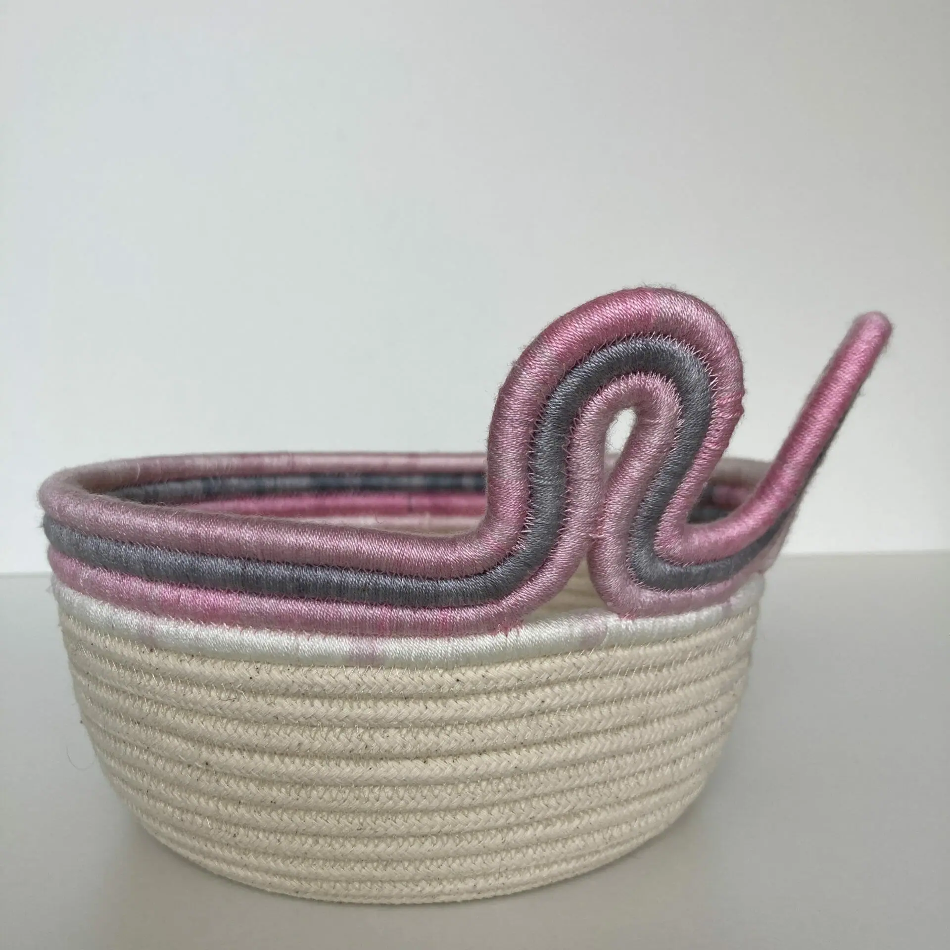 Set of 2 Animal basket for nursery Rabbit basket Small rope basket