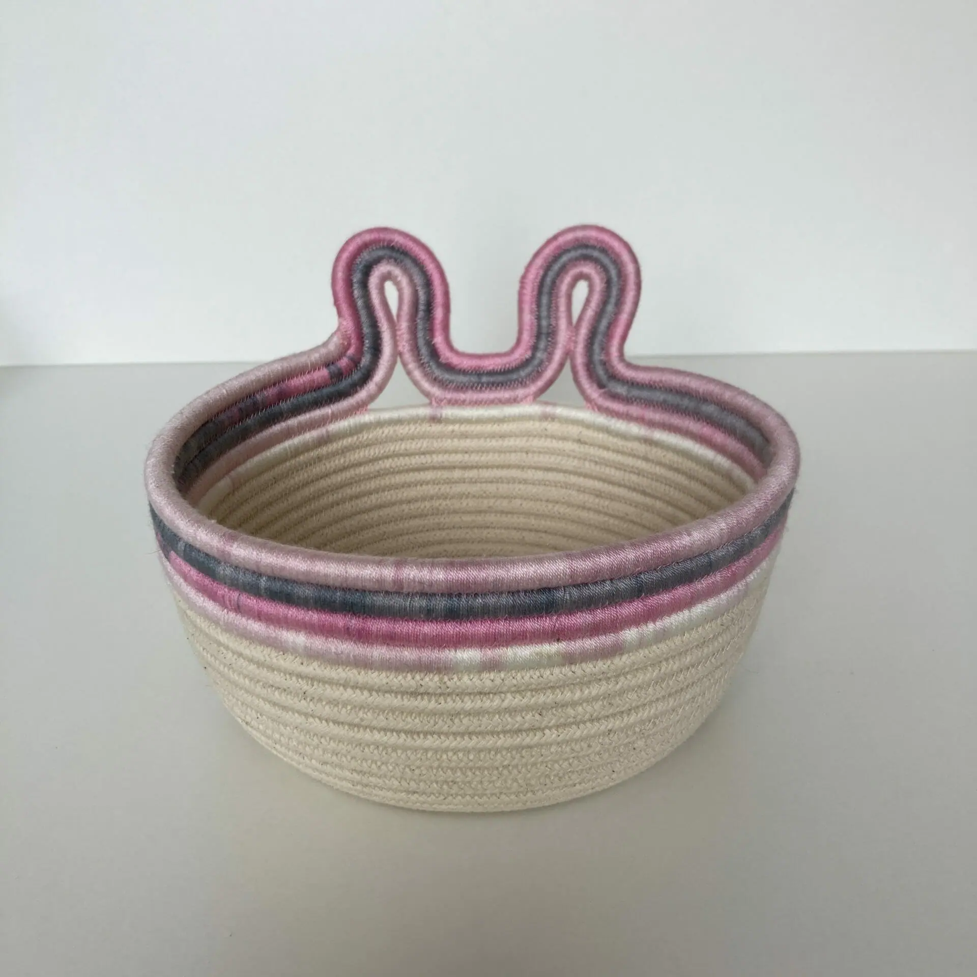Set of 2 Animal basket for nursery Rabbit basket Small rope basket