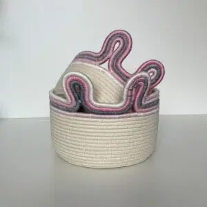 Set of 2 Animal basket for nursery Rabbit basket Small rope basket