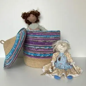 Large storage basket with lid Purple - blue rope basket
