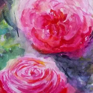 Roses painting watercolor 12*16″ floral art by Yalozik