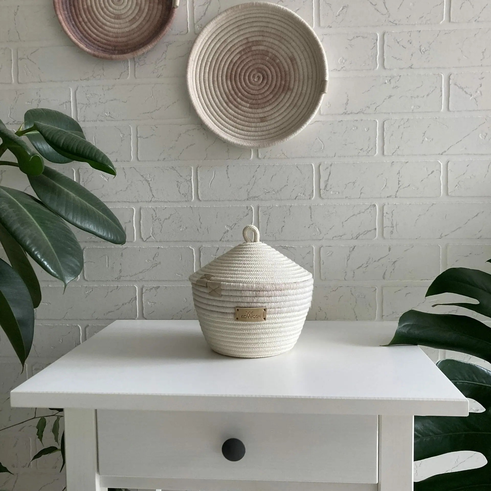 Rope basket handmade Nursery basket with lid Cozy home